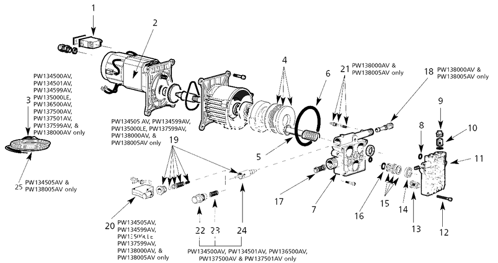 Pump Parts Diagram and Parts List for PW1375  Campbell Hausfeld Pressure Washer